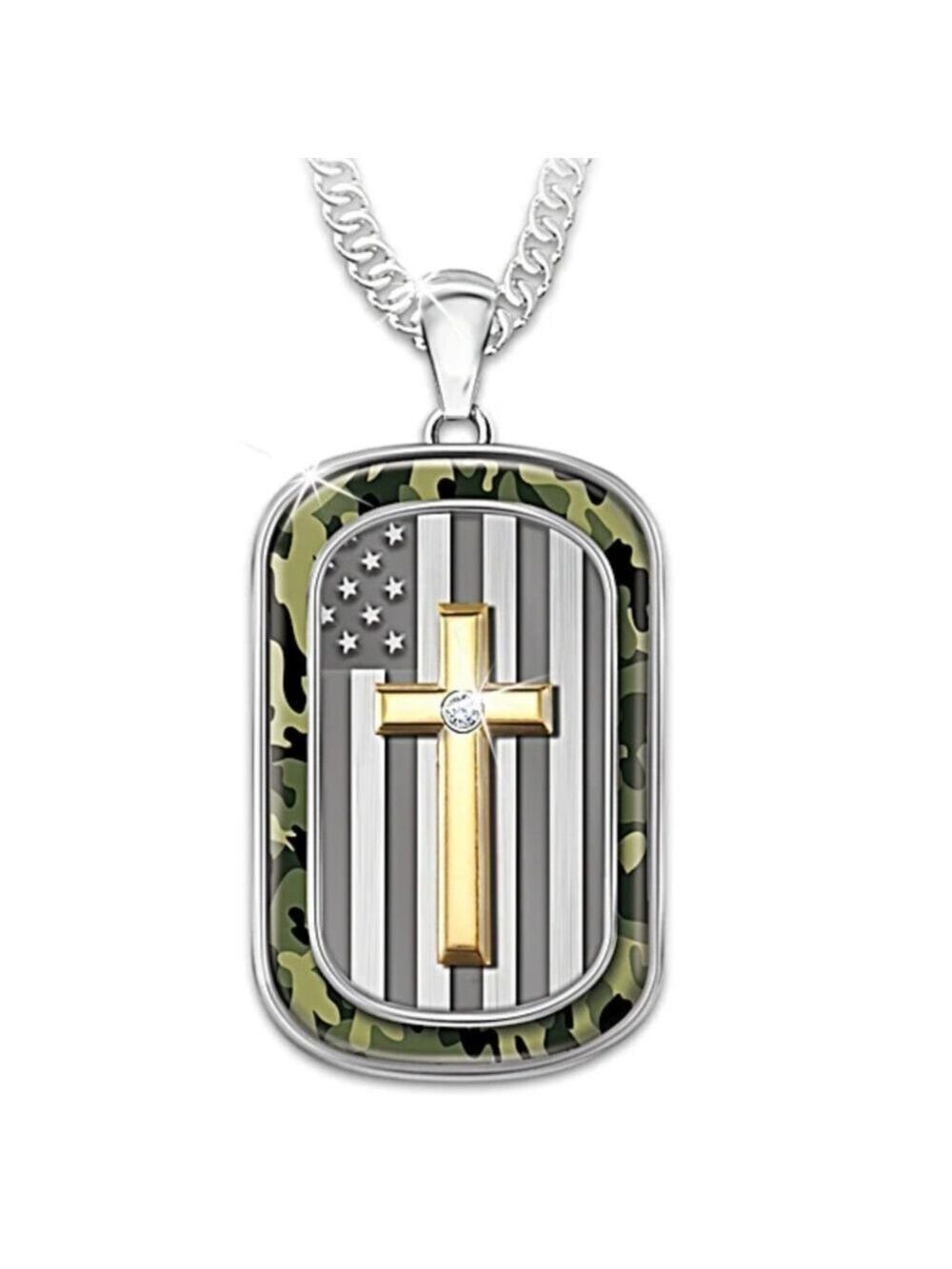 Bradford Exchange Genuine Diamond My Country, My Faith Pendant Necklace